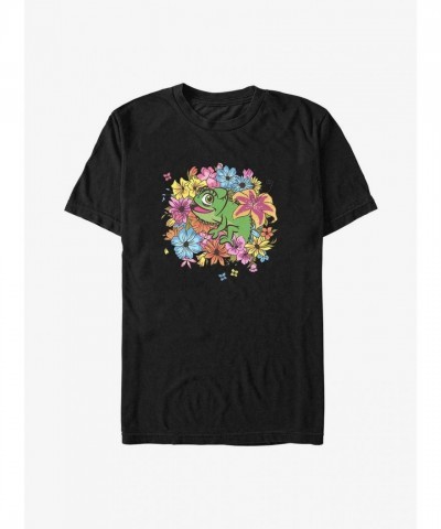 Disney Tangled Floral Pascal Men's T-Shirt - Black
