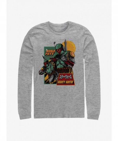Bounty Hunter Boba Fett Long Sleeve T-Shirt - Grey Men's