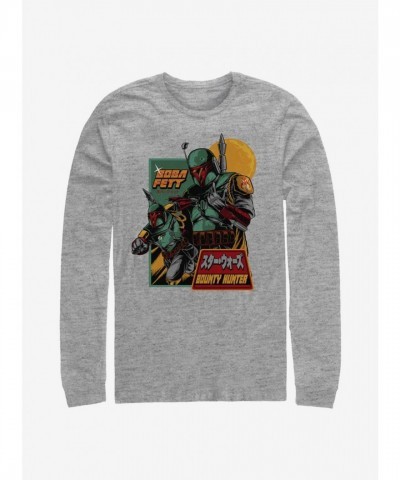 Bounty Hunter Boba Fett Long Sleeve T-Shirt - Grey Men's