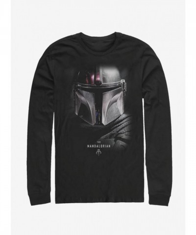 Star Wars Mandalorian Helmet Long-Sleeve T-Shirt - Men's Black