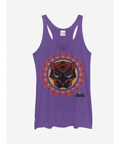 Marvel Black Panther 2018 Mask Design Women's Racerback Tank - Purple