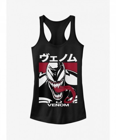 Marvel's Venom Japanese Kanji Girls Tank Top - Black