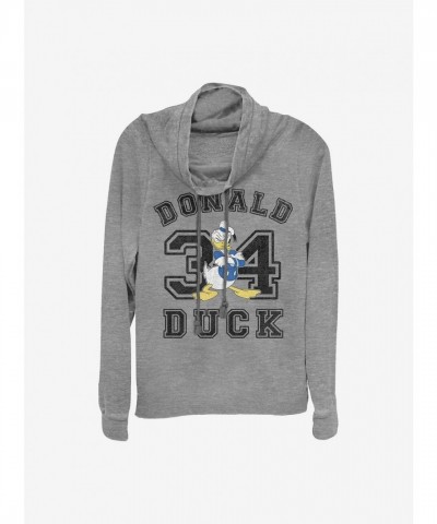 Disney Girls Lightweight Grey Cowl Neck Sweater - Donald Duck
