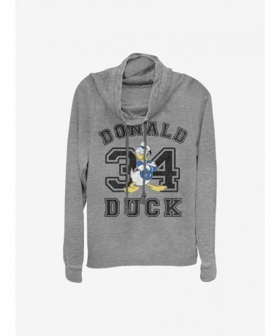 Disney Girls Lightweight Grey Cowl Neck Sweater - Donald Duck