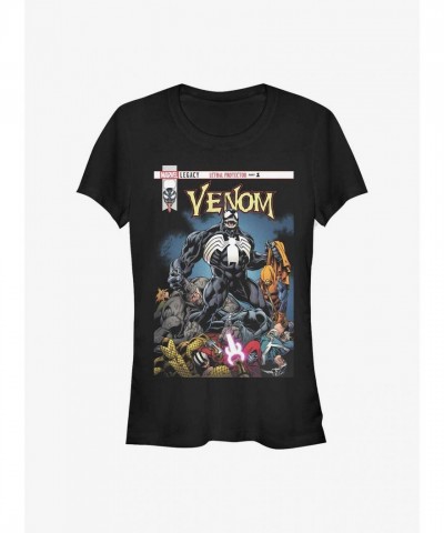 Marvel's Venomized Cover Girls Lightweight Tee - Junior Black