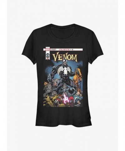 Marvel's Venomized Cover Girls Lightweight Tee - Junior Black