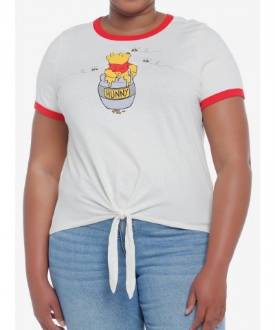 Disney Winnie The Pooh Plus Size Tie-Front Ringer T-Shirt for Girls