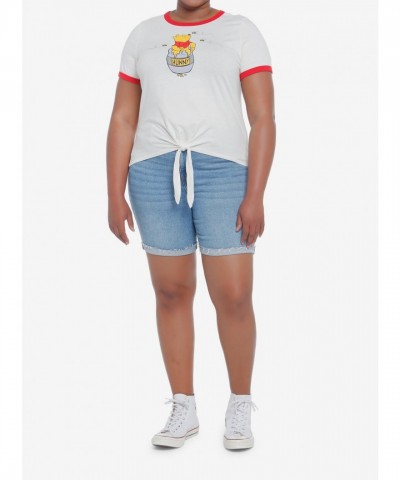 Disney Winnie The Pooh Plus Size Tie-Front Ringer T-Shirt for Girls