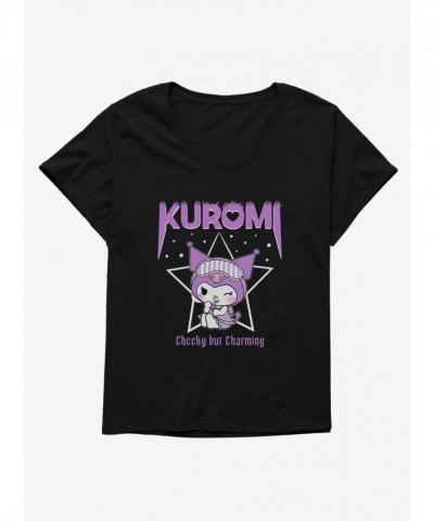 Kuromi Adorable Plus Size Scoop Neck Tee - Black