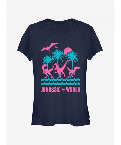 Jurassic World Adventure Tropical Dino Tee for Girls - Blue
