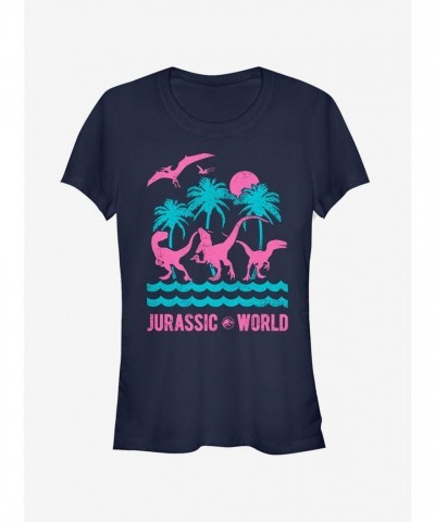 Jurassic World Adventure Tropical Dino Tee for Girls - Blue