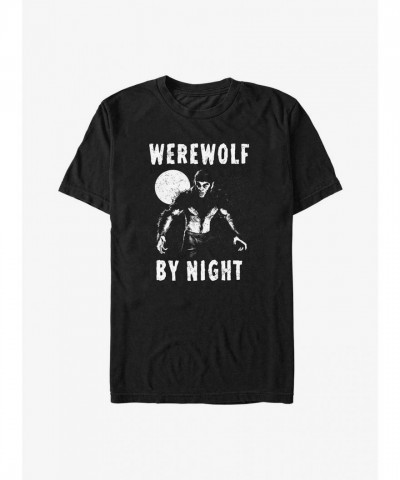 Marvel's Werewolf By Night Lurking Wolfman T-Shirt - Black Men's Lightweight Cotton