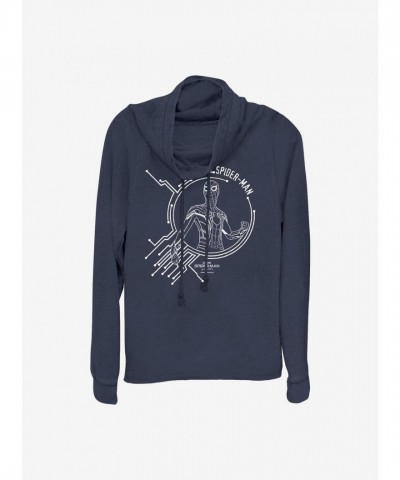 Marvel Girls Lightweight Blue Spider-Man Tech Cowl Neck Top