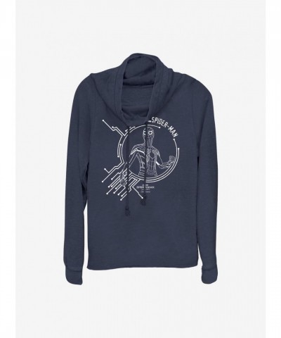 Marvel Girls Lightweight Blue Spider-Man Tech Cowl Neck Top