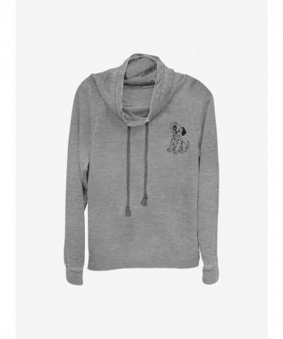 Disney Grey Cowl Neck Sweatshirt for Girls - 101 Dalmatians Patch Line