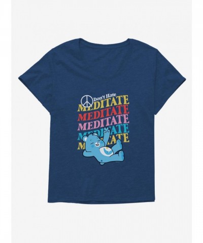 Care Bears Bedtime Bear Don't Hate Meditate Women's Plus Size Scoop Neck Tee