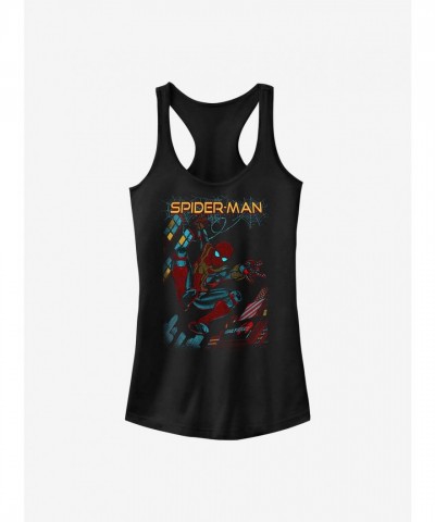 Marvel's Spider-Man Cover Girls Graphic Tank Top - Junior Size Black