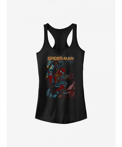 Marvel's Spider-Man Cover Girls Graphic Tank Top - Junior Size Black