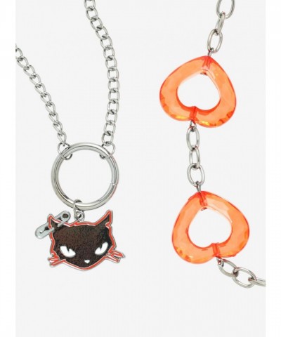 Emily The Strange Sabbath Cat & Heart Necklace Set
