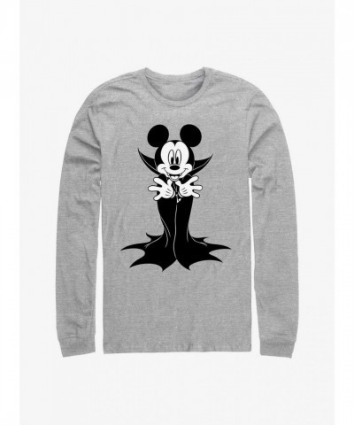 Disney Vampire Mickey Mouse Long Sleeve Tee - Grey Men's