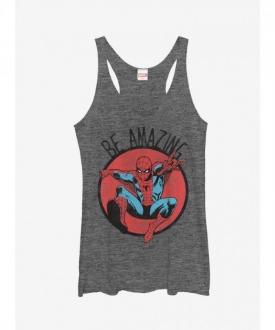 Marvel Girls Spider-Man Grey Racerback Tank Top - Be Amazing