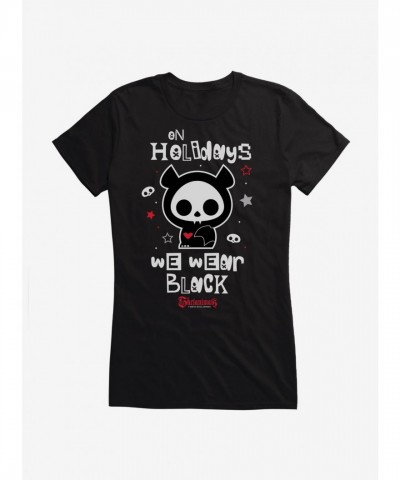 Skelanimals Girls Black Holiday Tee - Junior Sizes