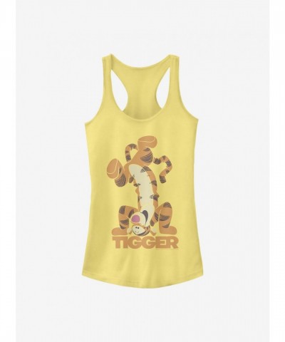 Disney Girls Cotton Winnie The Pooh Tigger Bounce Tank Top - Yellow