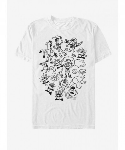Disney Pixar Toy Story Characters Doodle T-Shirt - Men's White