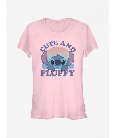 Disney Lilo & Stitch Fluffy T-Shirt for Girls - Soft Pink