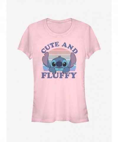 Disney Lilo & Stitch Fluffy T-Shirt for Girls - Soft Pink