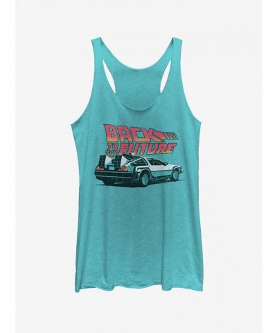 DeLorean Time Travel Cartoon Girls Tank Top - BLUE