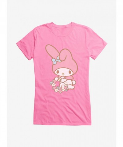 My Melody Flower Collecting Girls Cotton T-Shirt