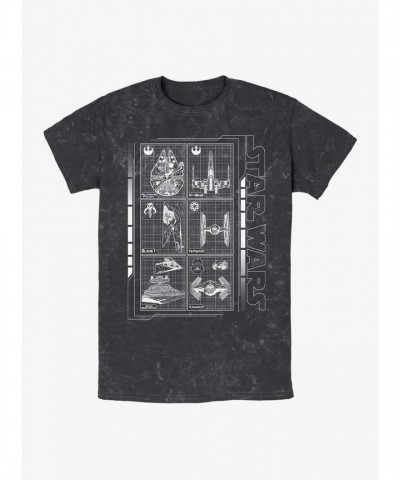 Star Wars Spaceship Mineral Wash Unisex Tee - Black