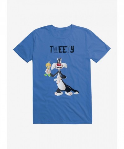 Looney Tunes Men's Cotton T-Shirt Featuring Sylvester Chasing Tweety