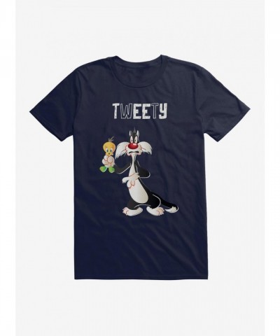 Looney Tunes Men's Cotton T-Shirt Featuring Sylvester Chasing Tweety