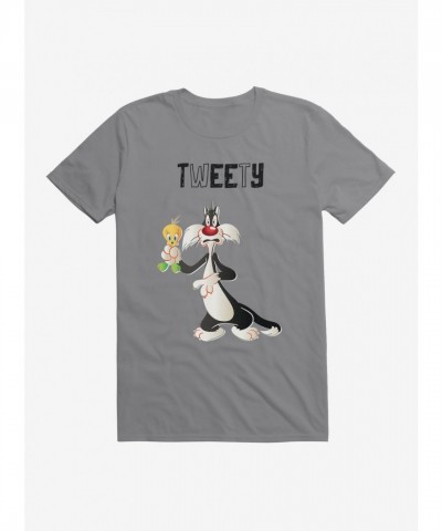 Looney Tunes Men's Cotton T-Shirt Featuring Sylvester Chasing Tweety
