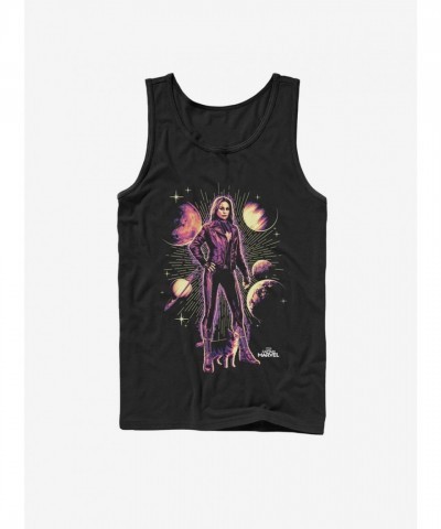 Marvel Captain Marvel Cat-Themed Comfortable Tank Top for Men - Black