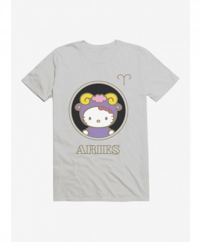 Hello Kitty Aries Stencil T-Shirt in Silver for Men