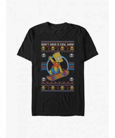 The Simpsons Ugly Christmas T-Shirt for Men - Featuring Bart - Black