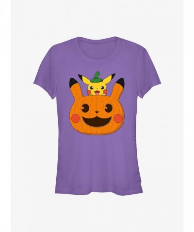 Pokemon Purple Pumpkin Pikachu T-Shirt for Girls