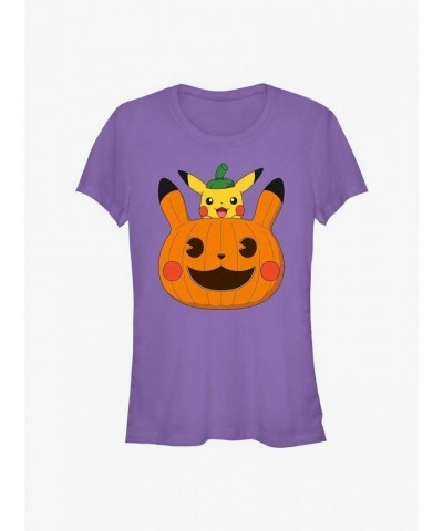 Pokemon Purple Pumpkin Pikachu T-Shirt for Girls