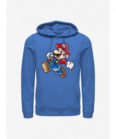 Super Mario Hoodie - Artsy Design for Men in Blue