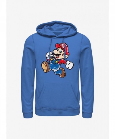 Super Mario Hoodie - Artsy Design for Men in Blue