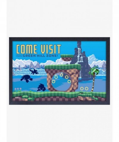 Sonic Green Hill Wall Art - High-Quality Framed Wood Print