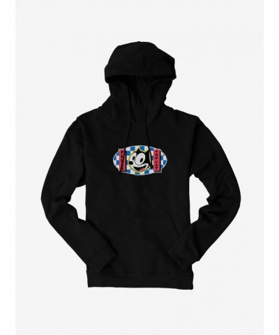 Felix Cat Blue Checkered Hoodie - Men's Heavyweight Fleece