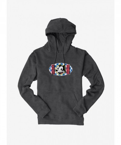 Felix Cat Blue Checkered Hoodie - Men's Heavyweight Fleece