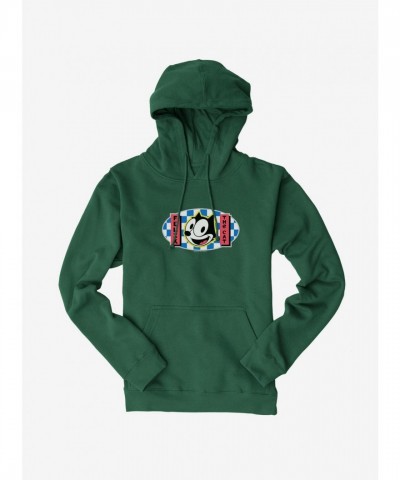 Felix Cat Blue Checkered Hoodie - Men's Heavyweight Fleece