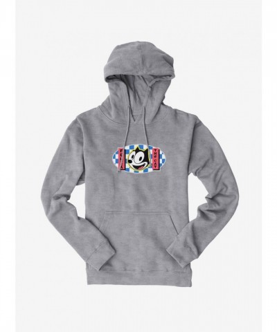 Felix Cat Blue Checkered Hoodie - Men's Heavyweight Fleece