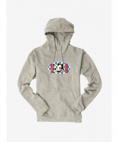 Felix Cat Blue Checkered Hoodie - Men's Heavyweight Fleece