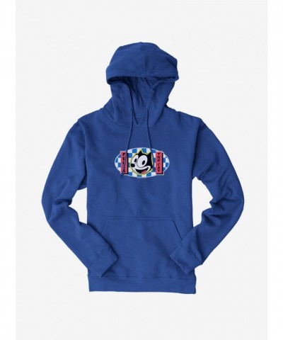 Felix Cat Blue Checkered Hoodie - Men's Heavyweight Fleece